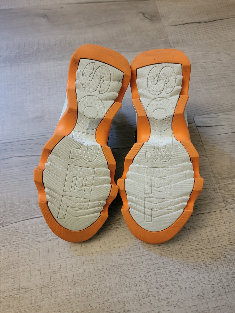Sorel Women White Knit Sneaker with Black Stripe and Orange Accents - Picture 4 of 8